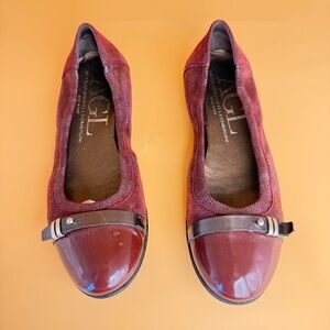 👠 AGL Attilio Giusti Leombruni Maron Leather Cap Ballet Flats – Size 7